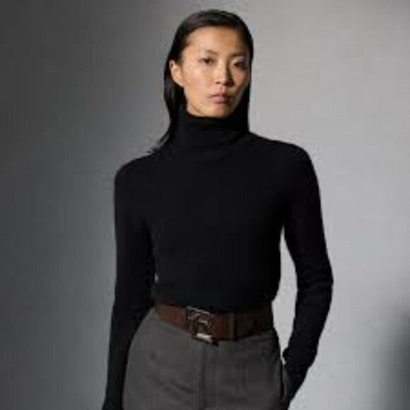 NWT Polo Ralph Lauren 100% Cashmere Black Turtleneck Sweater XL - Picture 1 of 5
